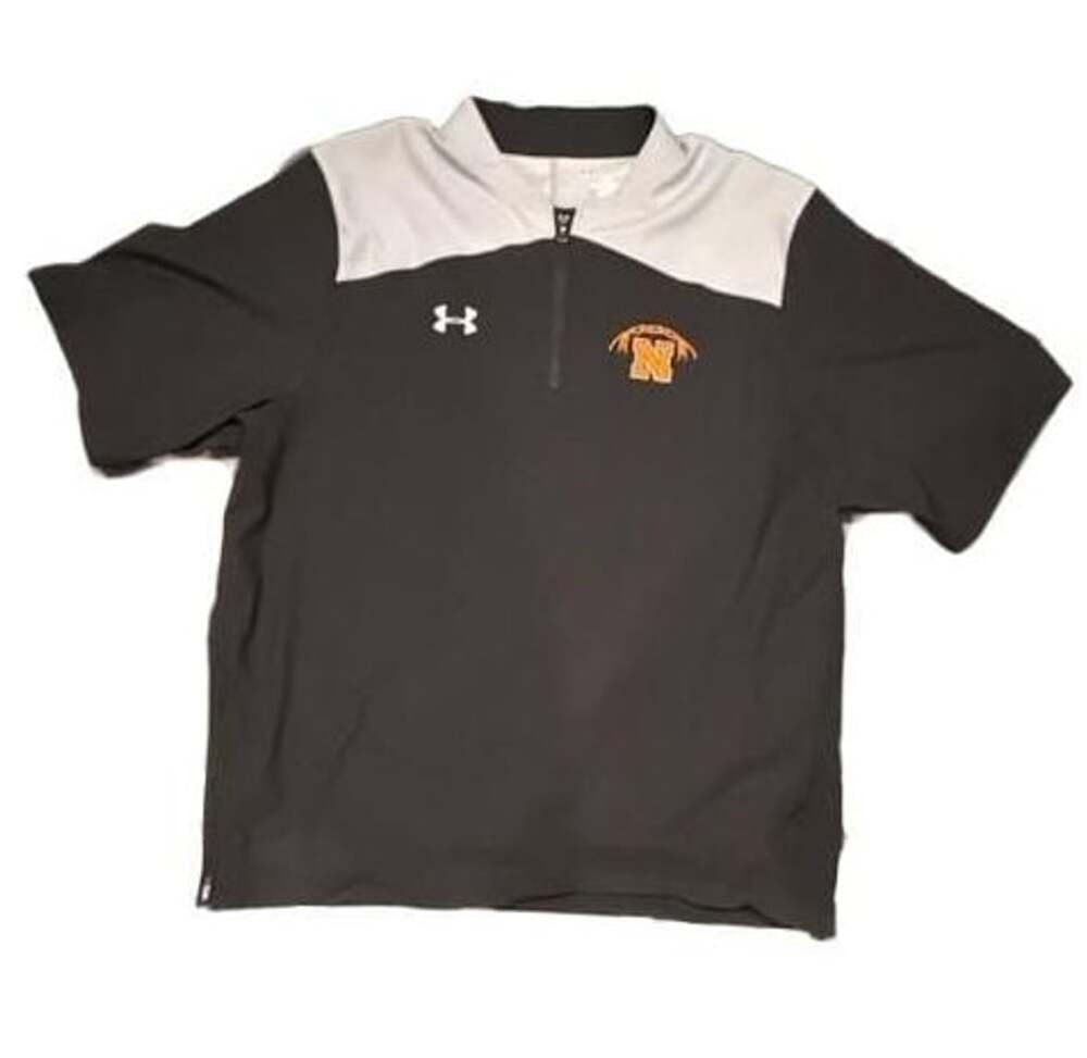 Under Armour Short Sleeve Cage Jacket Size LG Black Gray Orange  N Logo